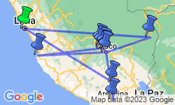 Google Map: Peru Splendors with Peru's Amazon, Arequipa & Colca Canyon