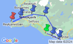 Google Map: Wanderwoche im Südwesten Islands: Naturgenuss plus!
