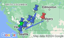 Google Map: Autorondreis Hoogtepunten Van West Canada
