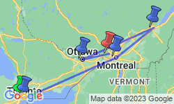 Google Map: Autorondreis Hoogtepunten van Oost Canada