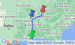 Google Map: Southern Soul: New Orleans to Nashville
