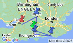 Google Map: Historisch Zuidoost Engeland (o.b.v. eigen vervoer)