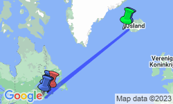Google Map: 12-daagse Combinatiereis IJsland & Atlantisch Canada