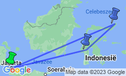 Google Map: Rondreis Sulawesi, 24 dagen