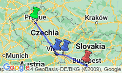 Google Map: Prague Vienna and Budapest