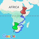 Google Map: Cape Town To Nairobi Group Overland Tour