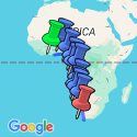 Google Map: Ghana To Cape Town Group Overland Tour