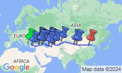 Google Map: Istanbul To Beijing Silk Road Overland Tour