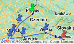 Google Map: Magestic Europe : Prague to Budapest (4 Star Hotels)