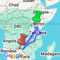 Google Map: Kenya to Zimbabwe Overland Safari & Participation Camping