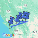 Google Map: Autorondreis Rocky Mountains & Vancouver