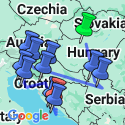 Google Map: Budapest, Belgrade & Bled to Split