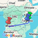 Google Map: Luxury Tanzania to Angola Rail Journey