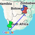 Google Map: Cape Town and Sun City