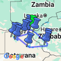 Google Map: Zimbabwe and Botswana Wildlife Safari