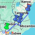 Google Map: Victoria Falls To Zanzibar Overland Expedition
