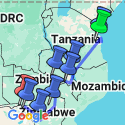 Google Map: Zanzibar To Victoria Falls Overland Expedition