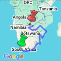 Google Map: Cape Town To Victoria Falls Group Overland Tour