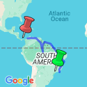 Google Map: Rio De Janeiro To Cartagena Via The Guianas & Venezuela Group Overland Tour