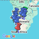 Google Map: Victoria Falls To Cape Town Group Overland Tour