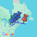 Google Map: Ontario & French Canada with Ocean Train to Halifax