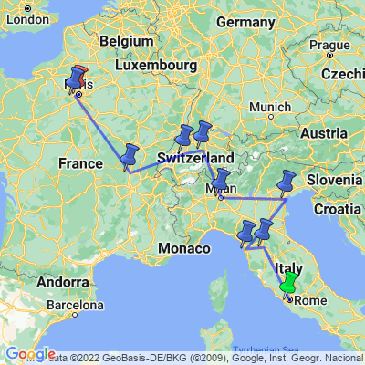 distance from italy to france