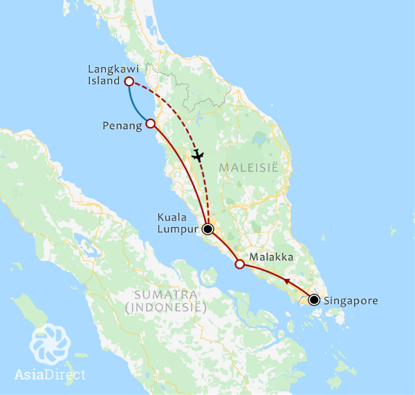 Map: 16-Daagse rondreis Singapore, Maleisië (Penang & Langkawi) (Asia Direct)