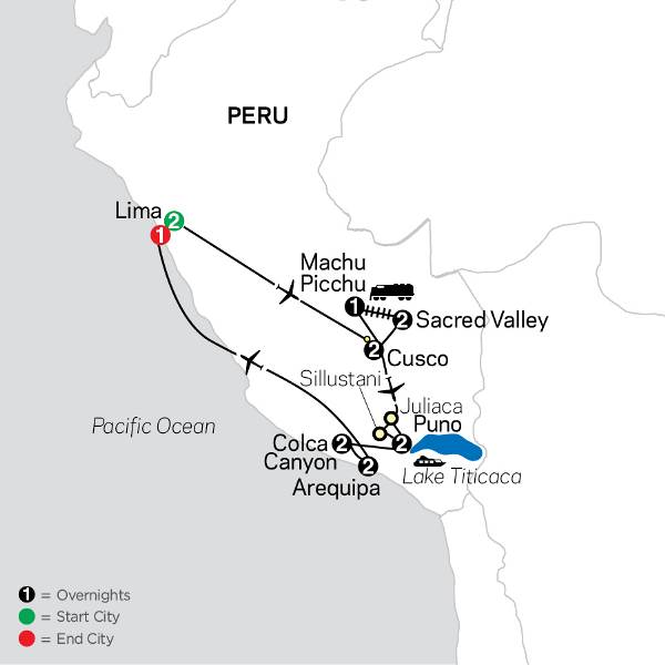 Map: Mysteries of the Inca Empire with Arequipa & Colca Canyon (Cosmos)