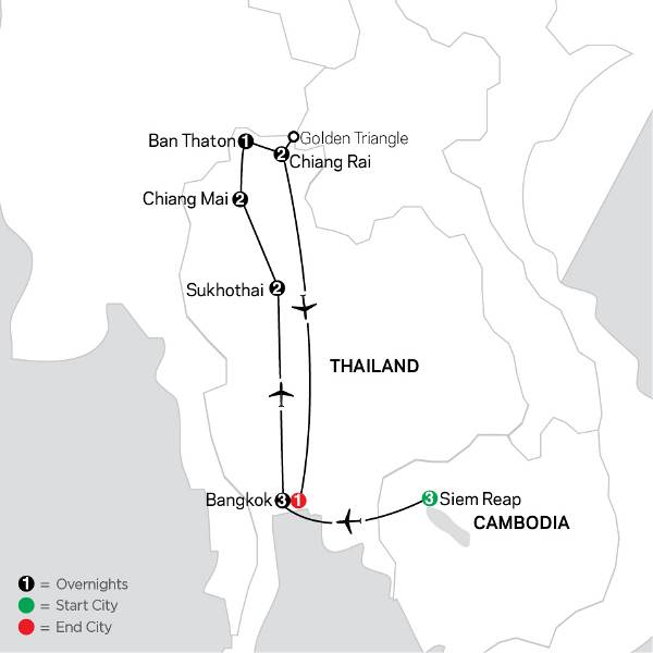 Map: Tantalizing Thailand & the Temples of Angkor (Cosmos)