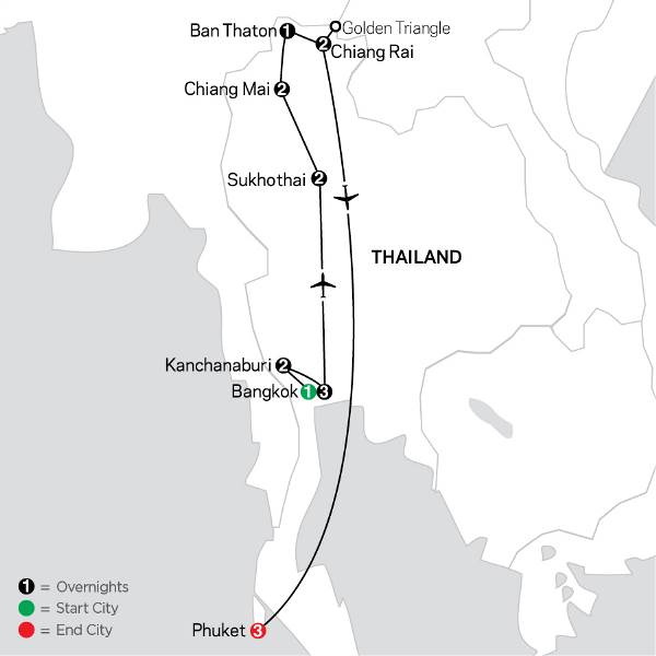 Map: Tantalizing Thailand with Kanchanaburi & Phuket (Cosmos)
