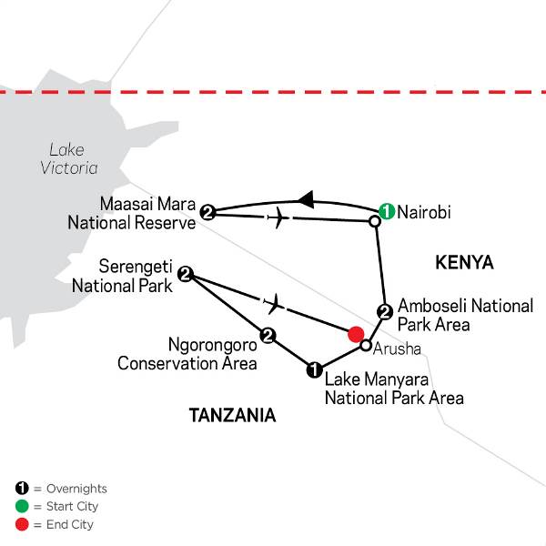 Map: On Safari in Kenya & Tanzania (Cosmos)