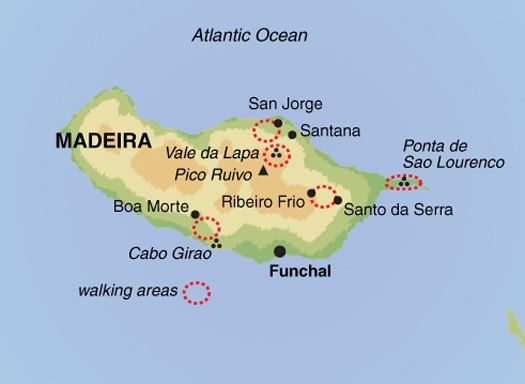 Map: Walking the Waterways and Villages of Madeira (Exodus)