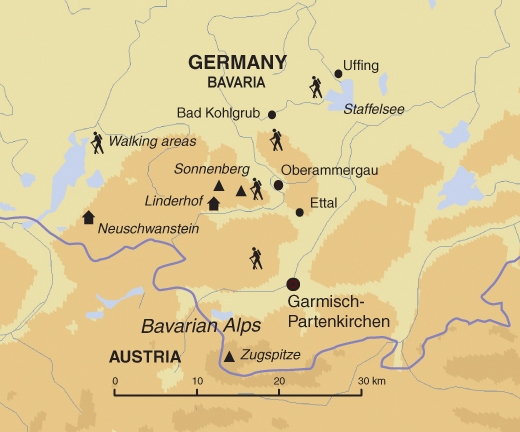Map: Walking in Southern Bavaria (Exodus)