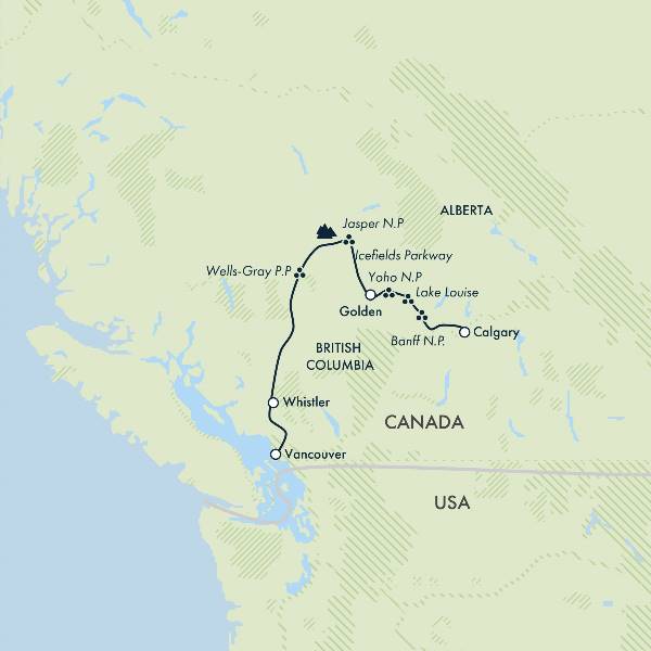 Map: Canadian Rockies - Calgary to Vancouver (Exodus)