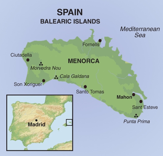 Map: Walking the Coastal Trails of Menorca (Exodus)