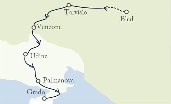 Map: Julian Alps to the Adriatic Cycling (Exodus)