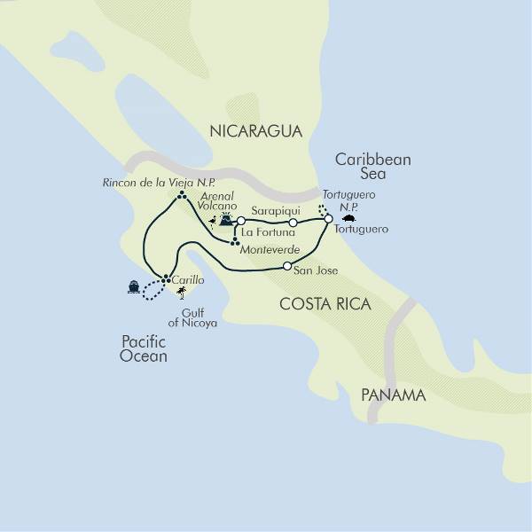 Map: Costa Rica Adventure (Exodus)