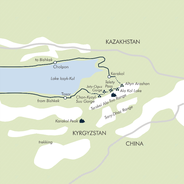 Map: Kyrgyzstan: Tian Shan Gorge Trek (Exodus)