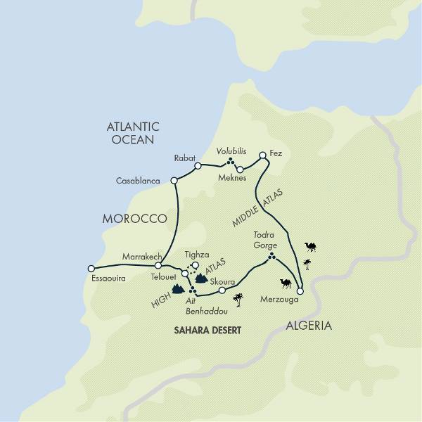 Map: Highlights of Morocco (Exodus)