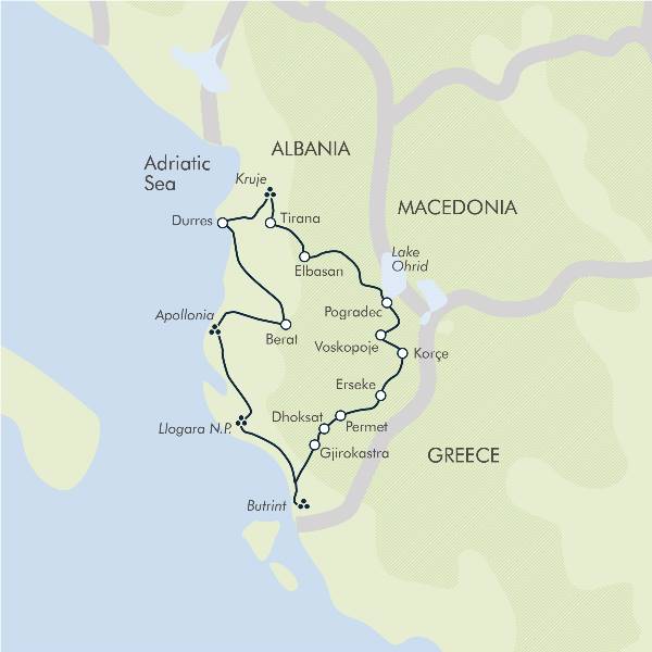 Map: Highlights of Albania (Exodus)