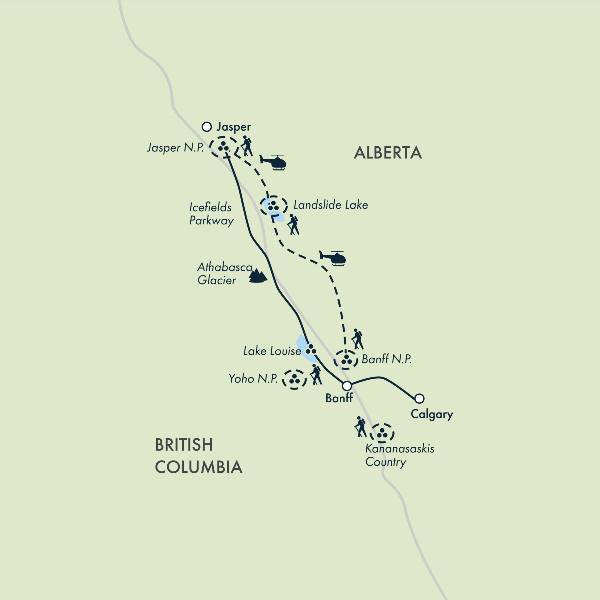 Map: Canadian Rockies Wilderness Walks (Exodus)