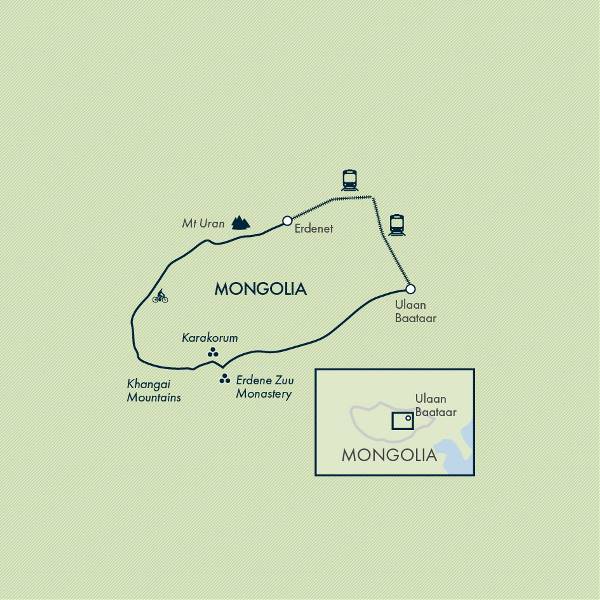 Map: Cycling in Mongolia - Naadam Festival (Exodus)