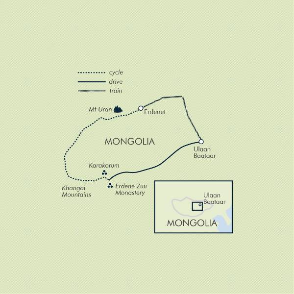 Map: Cycling in Mongolia (Exodus)