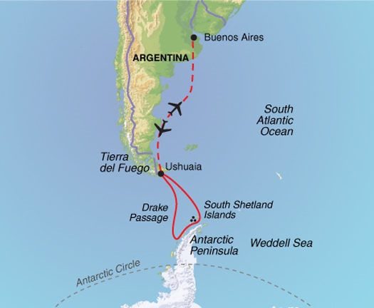 Map: Antarctic Explorer via Buenos Aires (Exodus)
