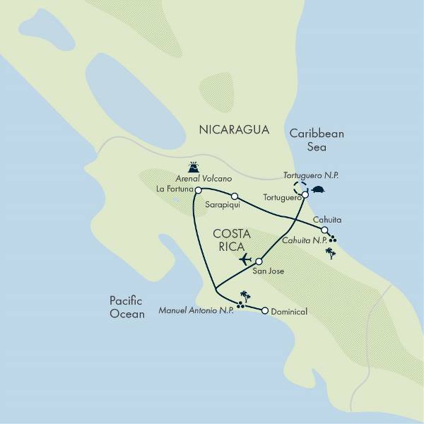Map: Costa Rica Adventure Family Holiday (Exodus)