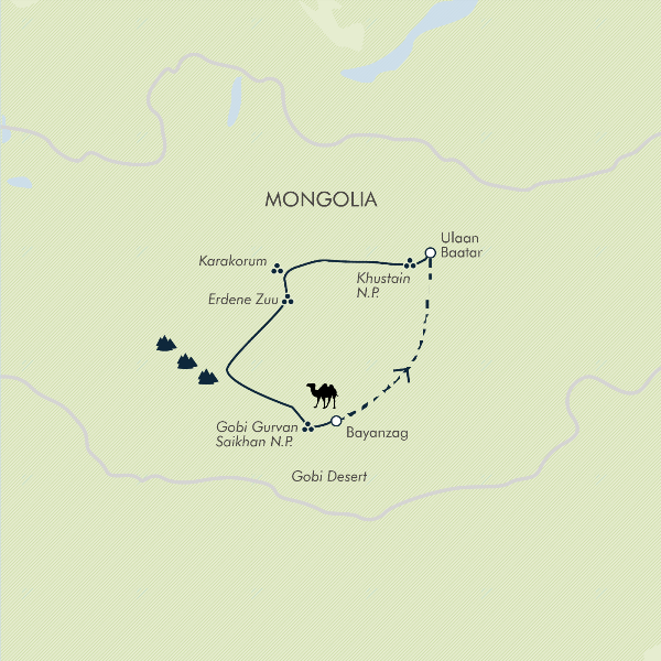 Map: Mongolia: Steppes, Deserts & Nomads (Exodus)