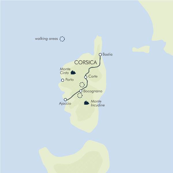 Map: Mountains & Villages of Corsica (Exodus)