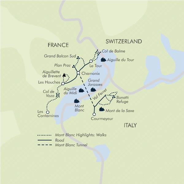 Map: Mont Blanc Highlights (Exodus)