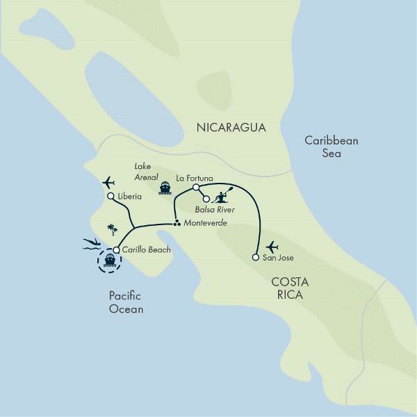 Map: Costa Rica Family Escape (Exodus)