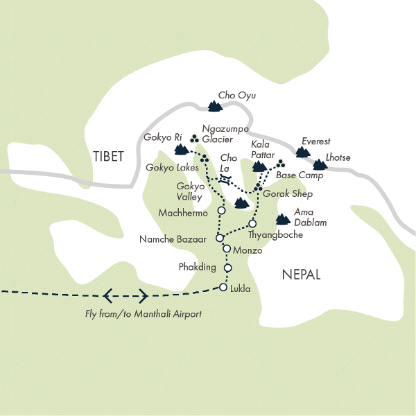 Map: Everest & Gokyo Lakes Circuit (Exodus)